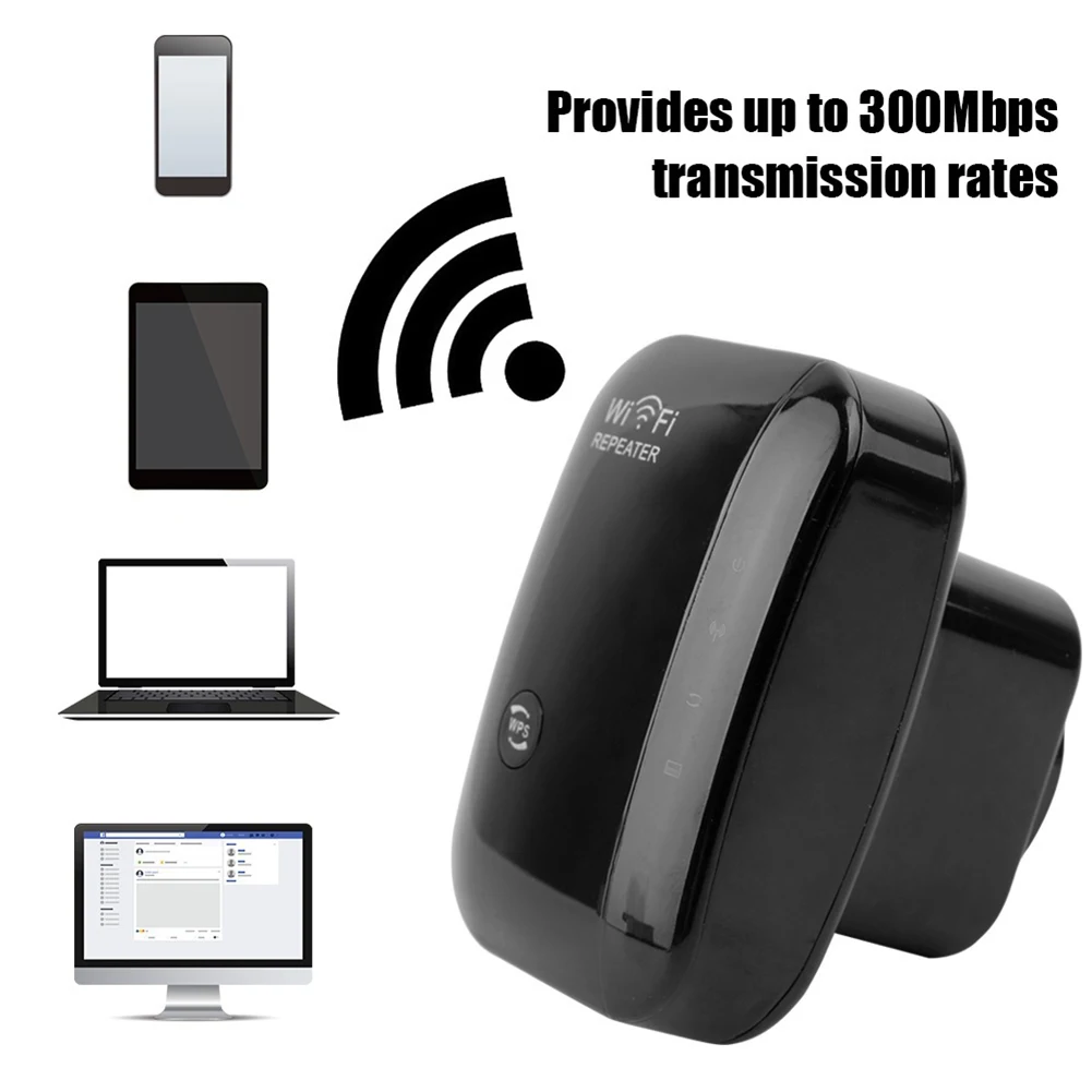 

ALLOYSEED Portable 2.4GHz 300Mbps WiFi Signal Repeater Amplifier Access Point AP Booster Wireless Network Range Expander UK Plug