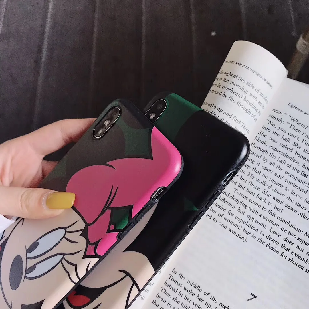 New cartoon cute couple smiley Mickey Minnie shell for iPhone 11 11pro max XS MAX XR X 8 7 6sPlus matte soft Capa Fundas |