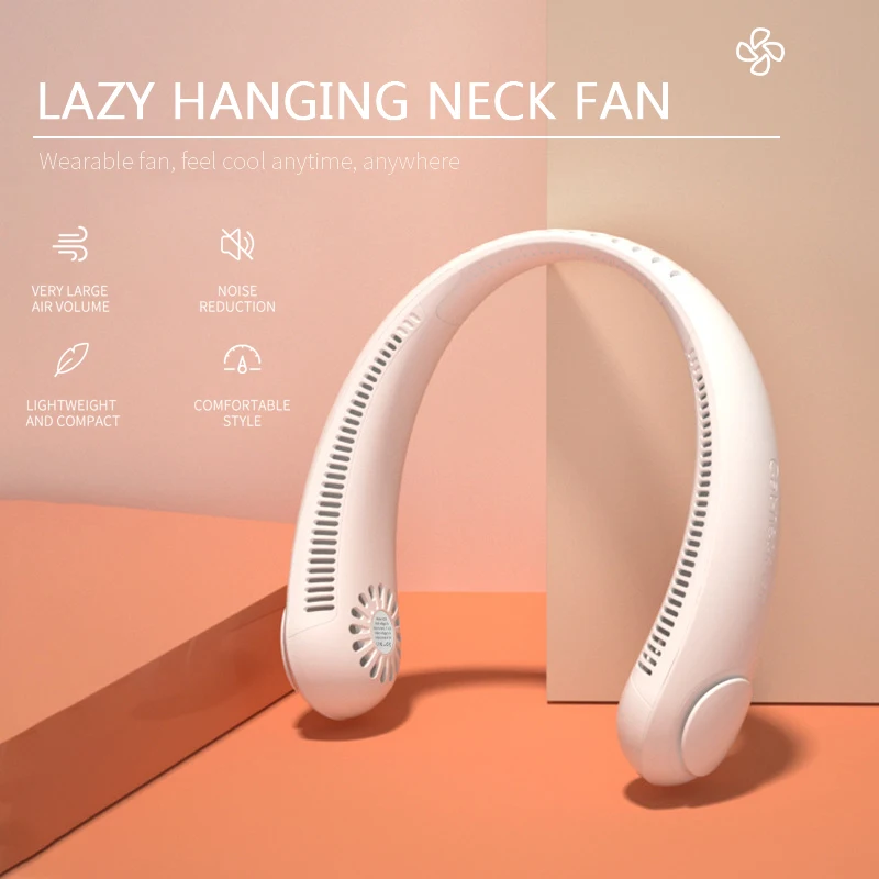 

New Mini Bladeless Fan Neck Fan 2400mAh USB Rechargeable Leafless Hanging Neck Fan Hiking Camping Sports Fans Outdoor Ventilador