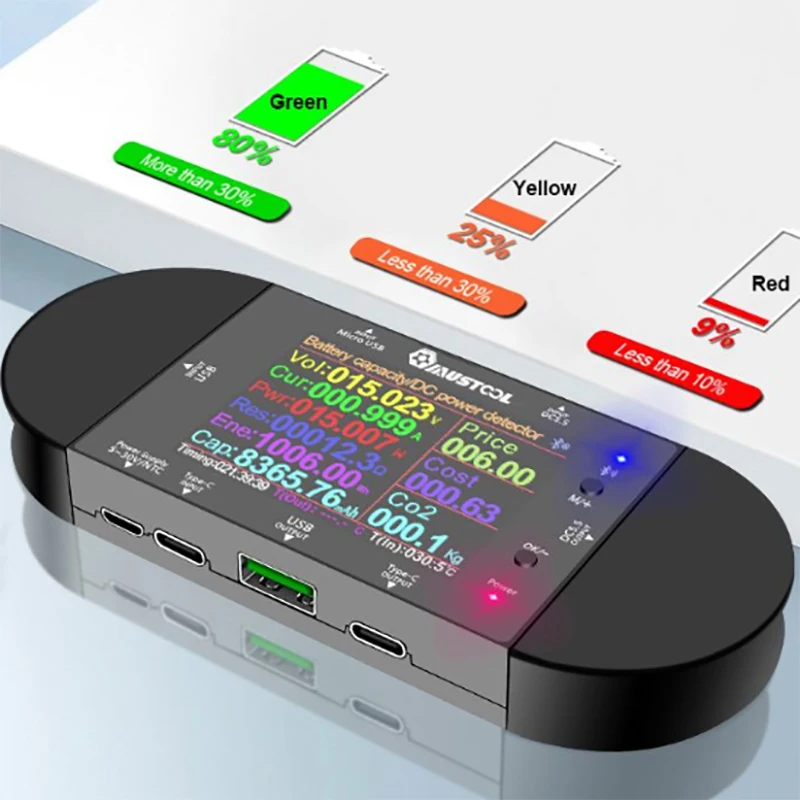 USB-тестер 2 4 дюйма цифровой вольтметр постоянного тока Type-C амперметр измеритель