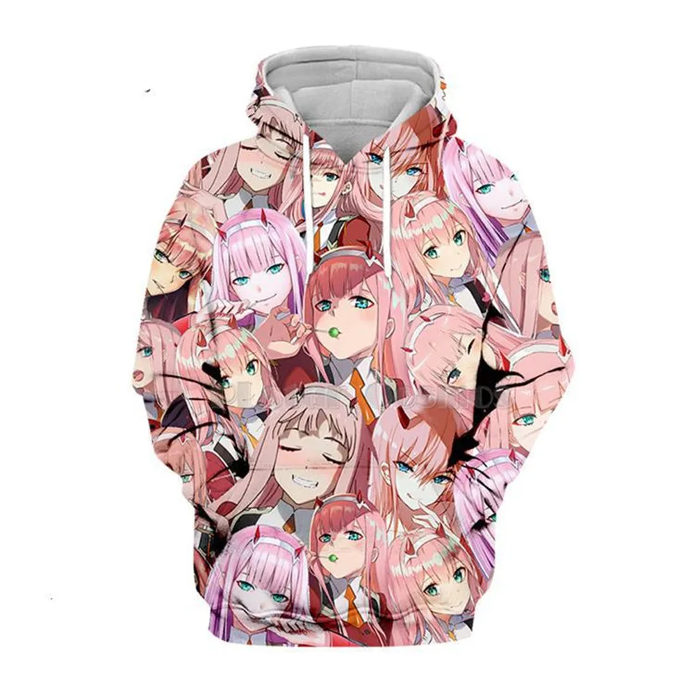 Толстовки с капюшоном DARLING In The FRANXX хипстерская толстовка рисунком Zero Two розовые