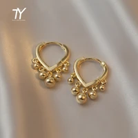 european and american metal ball pendant heart gold colour buckle korean fashion jewelry wedding girls sexy earrings for woman