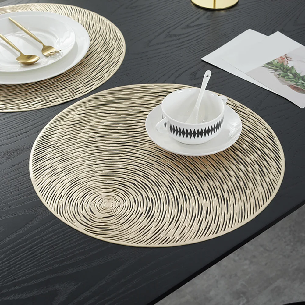 Placemat Pads Elegant Tableware Washable Eco-friendly Kitchen Decorative Easy Clean Heat Resistant PVC Non Slip Round | Дом и сад