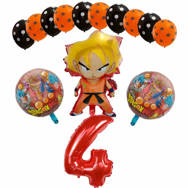 Многоцветный 14 шт./компл. с мультяшными принтами, 7 Dragon Ball шар вуконг» Фольга шар шара с цифрой День рождения украшения Гоку для мальчиков детские игрушки расходные материалы - Цвет: Многоцветный