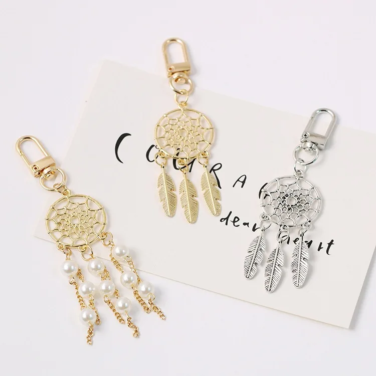 

Golden Dreamcatcher Keychain Feather Wind Chimes Dream Catcher Key Chain For Women Airpods Vintage Indian Style Keyring Gift