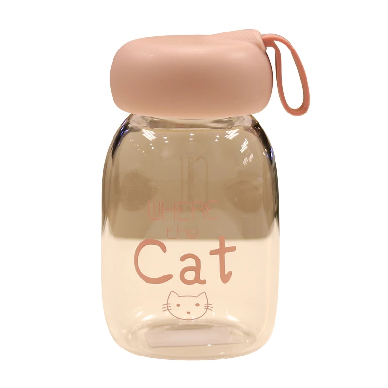 

Portable Mini Transparent Glass Cup Heat Resistant Round Cute Cat Glass Cup Tea Cover Drinking Glasses Canecas Cups BN50GC