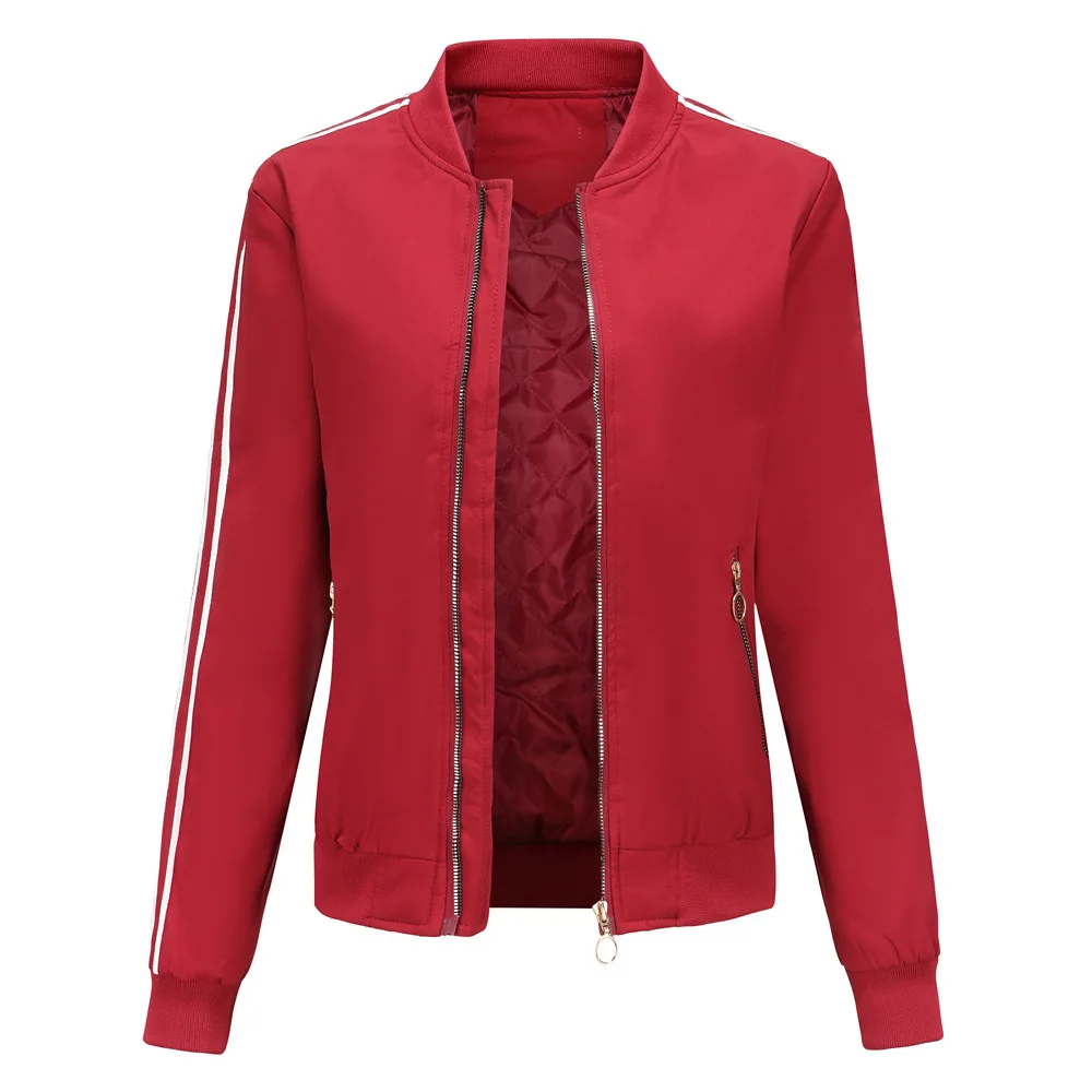 

European and American fashion female pilot zipper jacket casual thin cotton short coat autumn and winter coat jacket