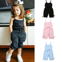 summer toddler kids baby girl clothes solid color sleeveless romper jumpsuit outfit sweet casual children clothing for 1 6years
