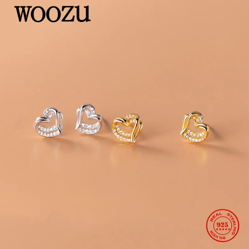 

WOOZU реальные 925 стерлингового серебра, привлекательные открытые «любящее сердце» циркониевые серьги-гвоздики в виде капель с кристаллами в ...