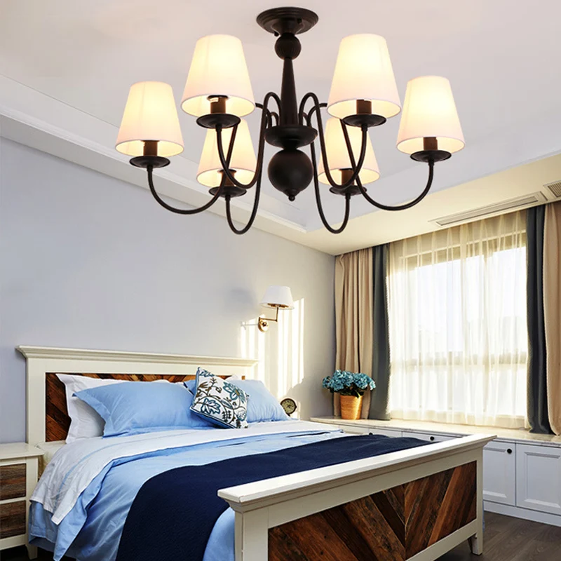 Американский стиль лампа для гостиной простая Северная Европа Ткань абажур