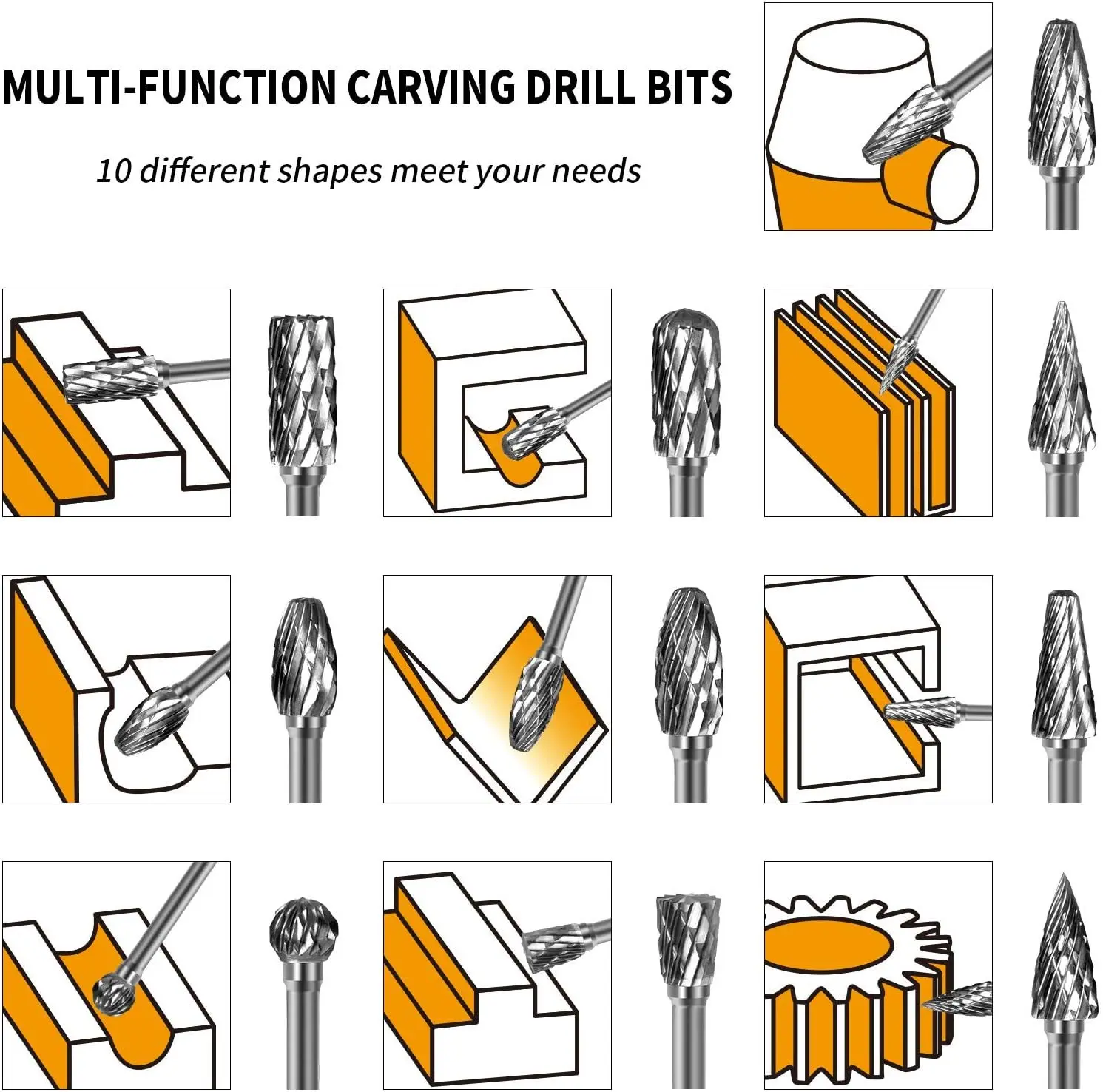 Фреза из карбида вольфрама с хвостовиком 3 мм вращающийся инструмент заусенцами