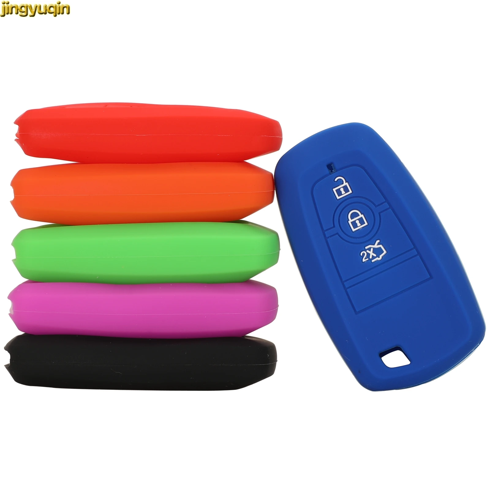 

Jingyuqin силиконовый чехол для автомобильного ключа с дистанционным управлением защита для Ford Edge 2018 Mondeo 2017 3 кнопки без логотипа