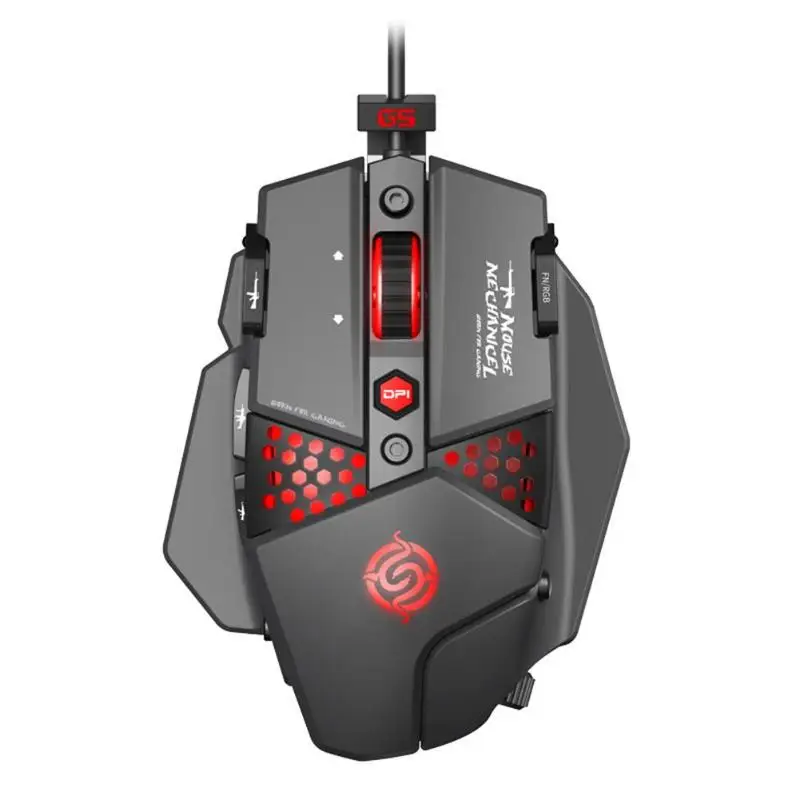 K-Snake G9 игровая мышь 8 кнопок RGB подсветка проводные мыши для PUBG PC Gamer - Цвет: Серый