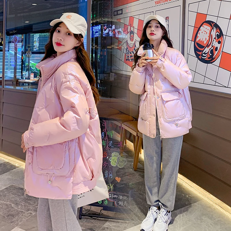 

Embroidered Bright Face Down Cotton Jacket Women 2021 New Cotton-Padded Jacket Fashion Korean Winter Jacket Thick Padded Jacket