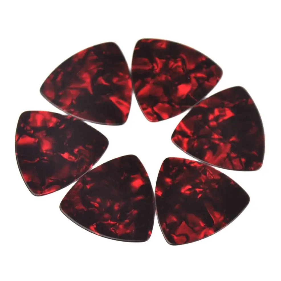 

100pcs Medium 0.71mm 346 Rounded Triangle Guitar Picks Plectrums Blank Celluloid Pearl Red