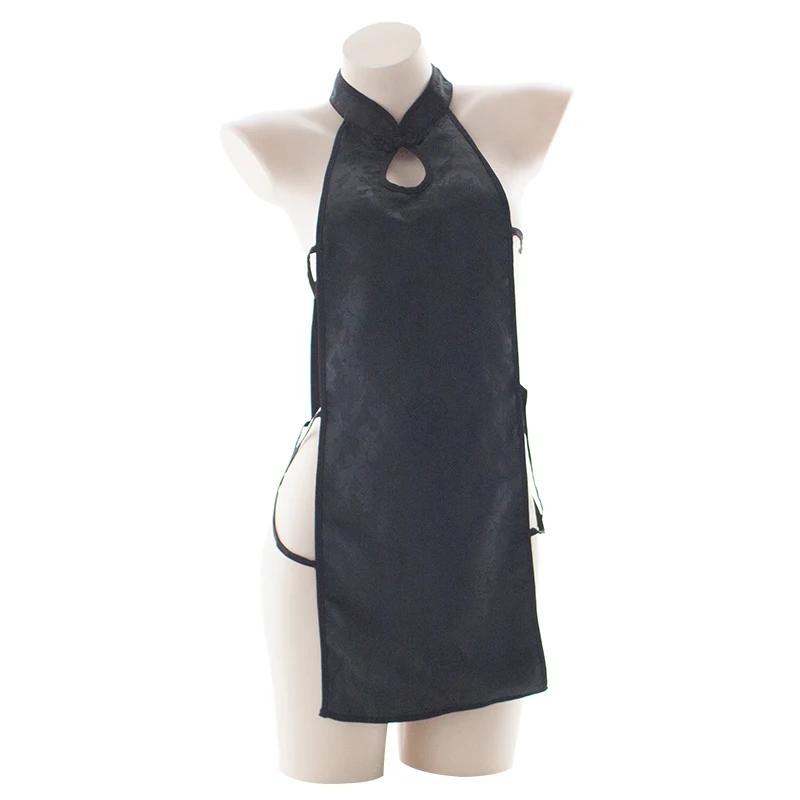 

Sexy Nightclub Dress Short Cheongsam Black Dress Cutout Sexy Lingerie Nightwear Club Pub DJ Rave Clothes Summer Womenswear 785