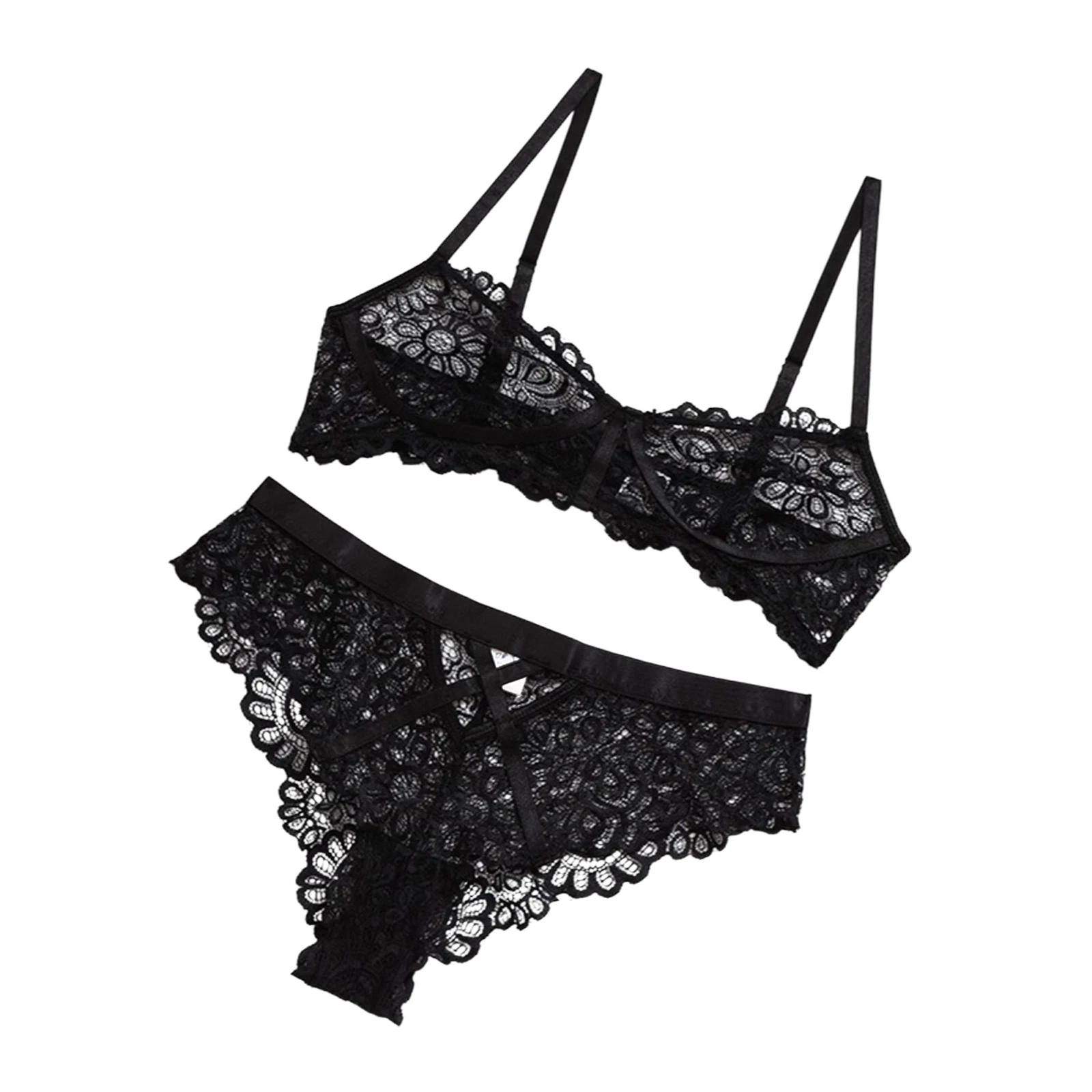 

Women Sexy Lingerie, Bra + High-waisted Panties, Lace Lashes Decoration Summer Clothing