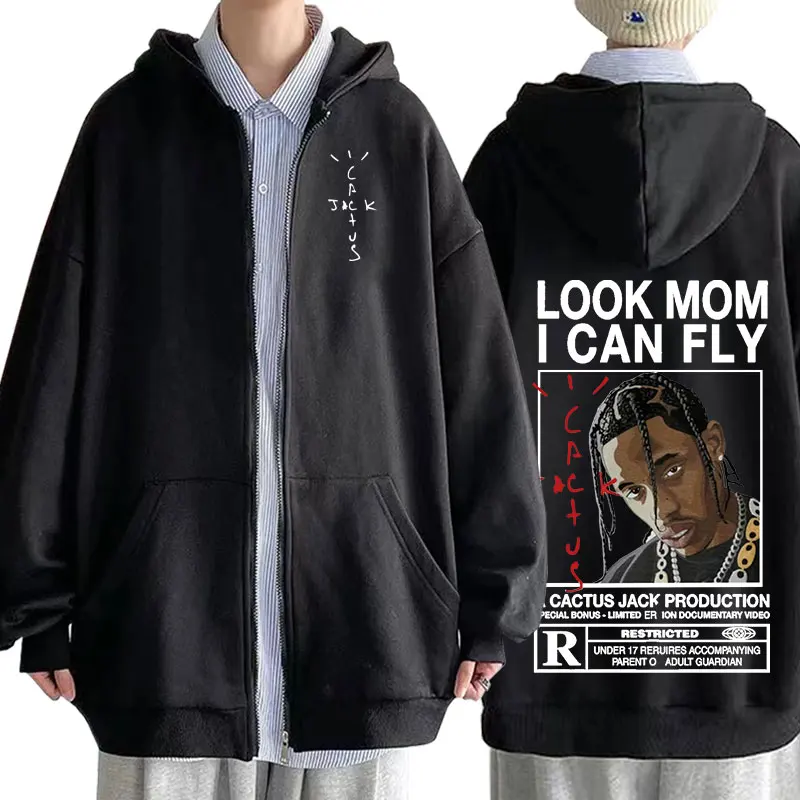 

Cactus Jack Hoodie Fleece Cotton Men Women LOOK MOM I CAN FLY Travis Scott Hoodies Hip Hop Hoody Fashion Logo Zipper Jacket Coat