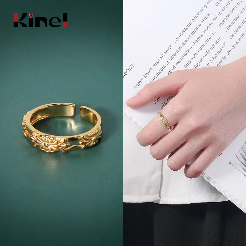 

Kinel New Korean Simple Style 925 Sterling Silver 14k Gold Ring Ladies Fashion Jewelry Wholesale