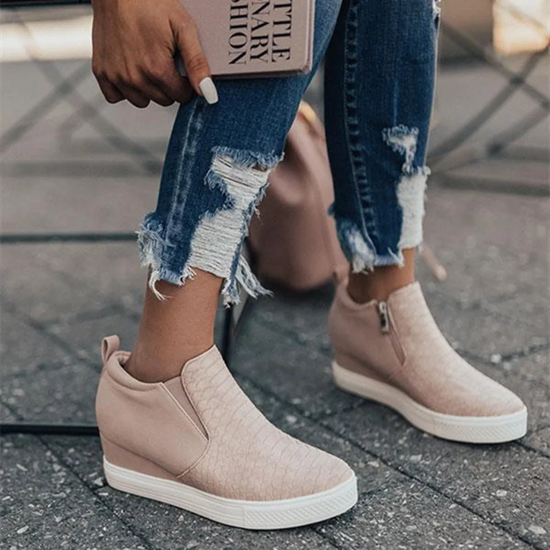 Beige Женские кроссовки; женская обувь из вулканизированной кожи; женская повседневная обувь без застежки; женские модные ретро кроссовки; сезон осень - Цвет: Beige