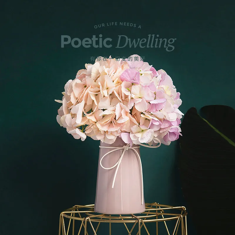 Искусственная шелковая Гортензия Цветная декоративная Цветочная головка сделай