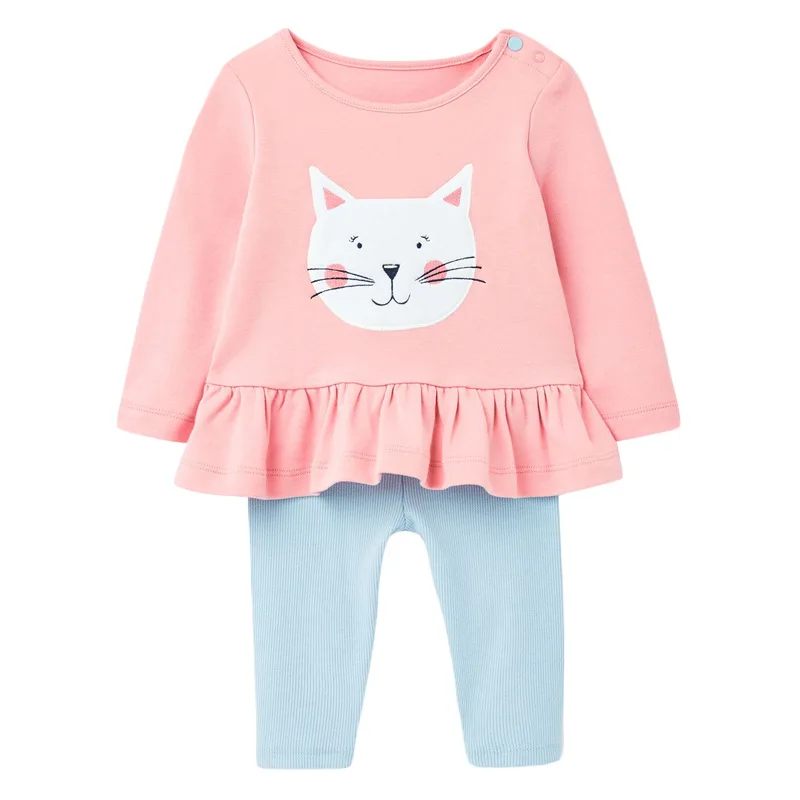 

Комплекты для детей осенняя хлопковая одежда для маленьких девочек комплект для малышей, брендовая розовая рубашка с длинными рукавами и п...