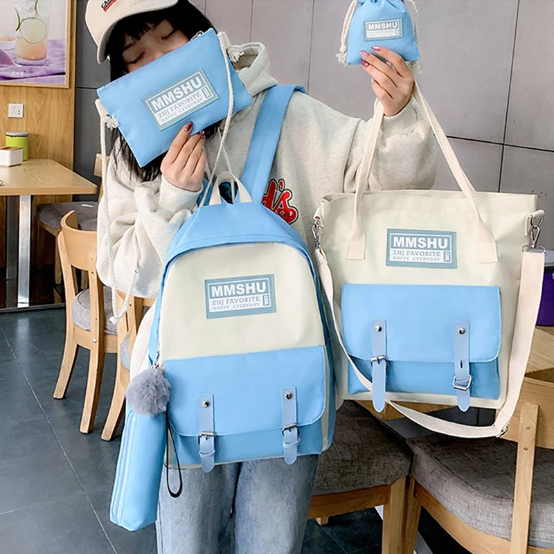 4 шт./компл. женские школьные холщовые рюкзаки школьная сумка для девочек