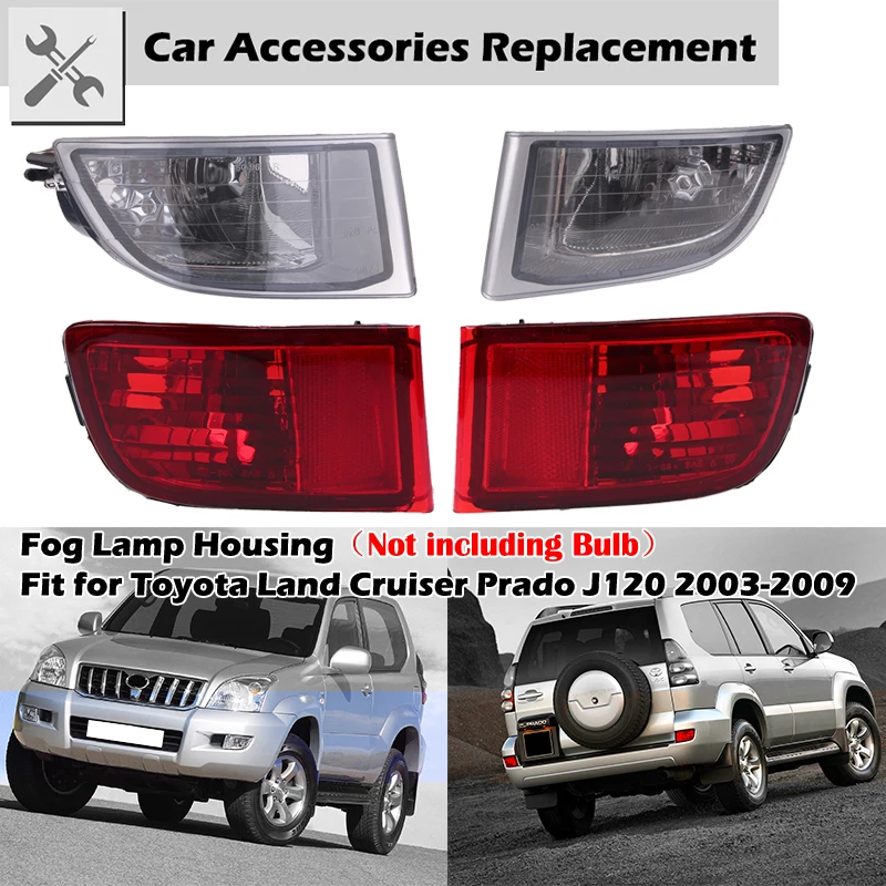 

Front Rear Fog Lamp Housing Cover Without Bulb Fit For Toyota Land Cruiser Prado J120 Series 2002-2009 Car Indicator Accessories