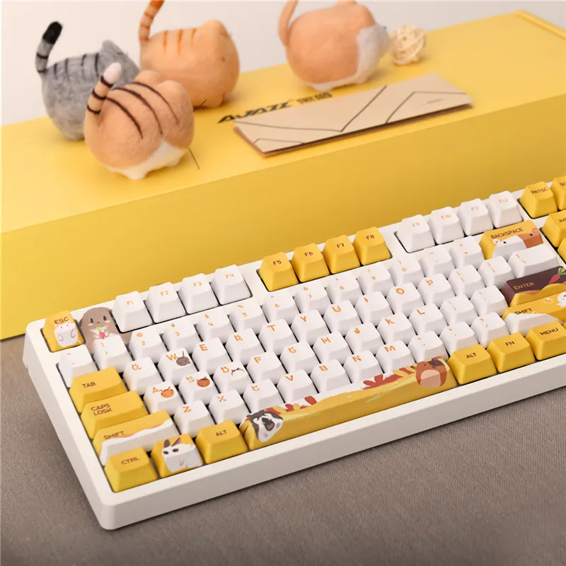 Ajazz Gaming Mechanical Keyboard 104 Keys 5 Sided Sublimation Anime OEM Profile PBT Key Cap Cherry MX Switch For Laptop PC Home