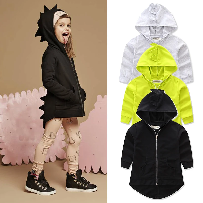 

1-7T Spring Kids Toddler Baby Girl Boy Coat Girls Jacket Clothes Thick Hoodie Zipper dinosaur 3D Dinosaur Outerwear Coat Jackets