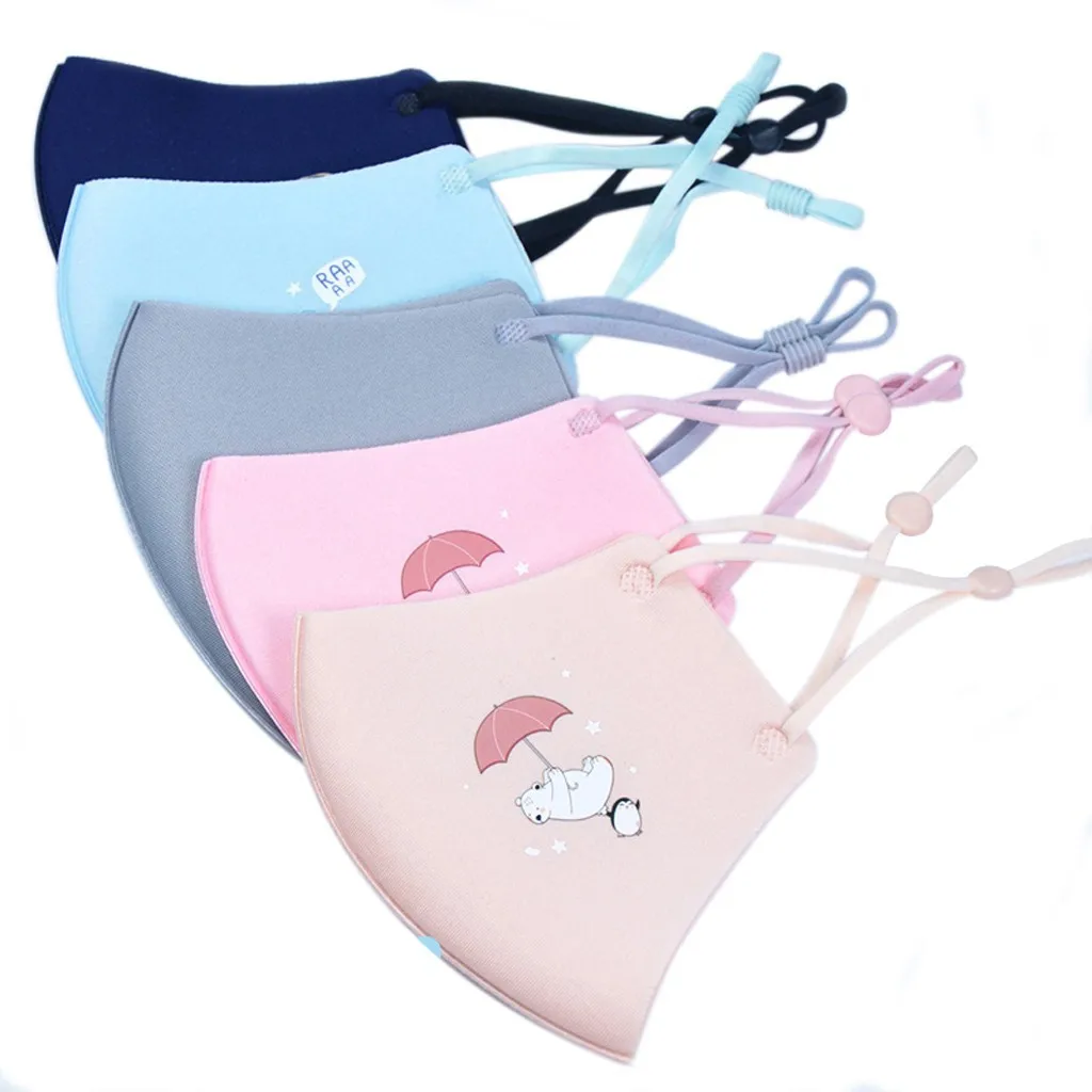 

Kids Face Mask Cartoon Pattern Washable Fabirc Mouth Mask Casual Dust-proof Child Girls Boys Facemask Ear Bandage