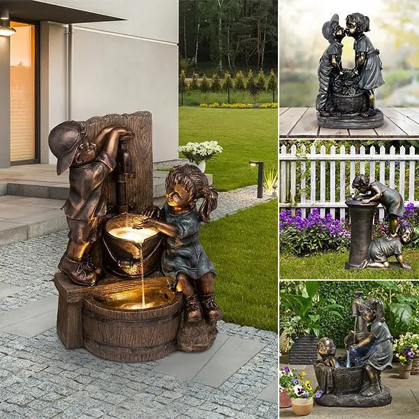 

Girl and Boy Statue Resin Garden Sculpture Indoor/outdoor Courtyard Art Decoration Garden Vintage Statue