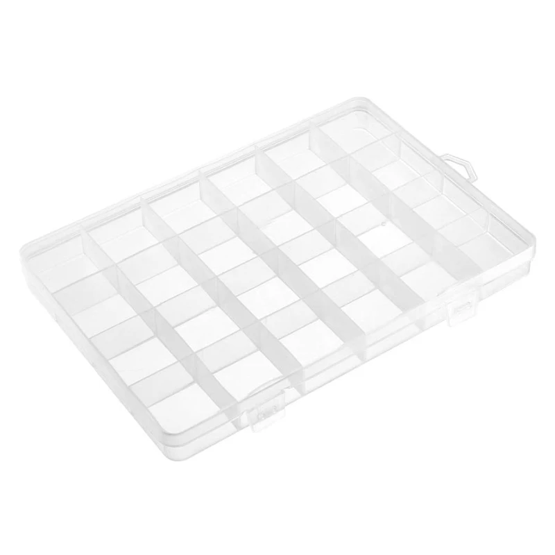 

Plastic Organizing Boxes Double Buckles Clear Fixed Containers Tool Storage Boxes for Electronic Jewelry Crafts 10/12/24 Grids