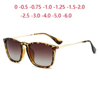 leopard frame tea lens oval prescription sunglasses women men polarized anti uv minus lens driving goggle 0 0 5 0 75 to 6 0