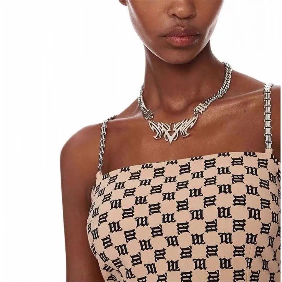 

Goth 2021 New Punk Trend Hip Hop Exaggerates Vintage M Chain Letter Necklace Necklace for Men's Girls Jewelry Party necklaces