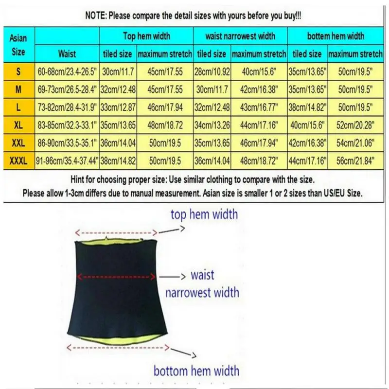 Hot sale Waist Trainer Neoprene Belt Sauna Sweat Body Shaper Tummy Control Girdle Corset slimming belt for women gym accessories |
