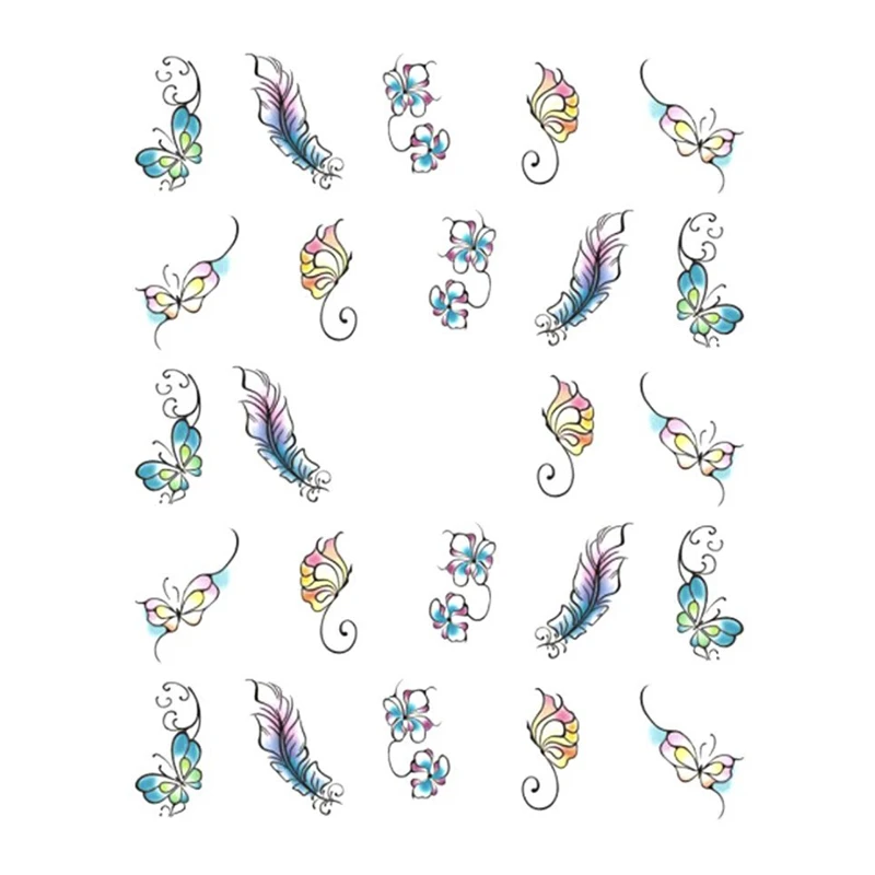 1 шт. Цветочные слайдер Водные Наклейки переводная наклейка для нейл арта