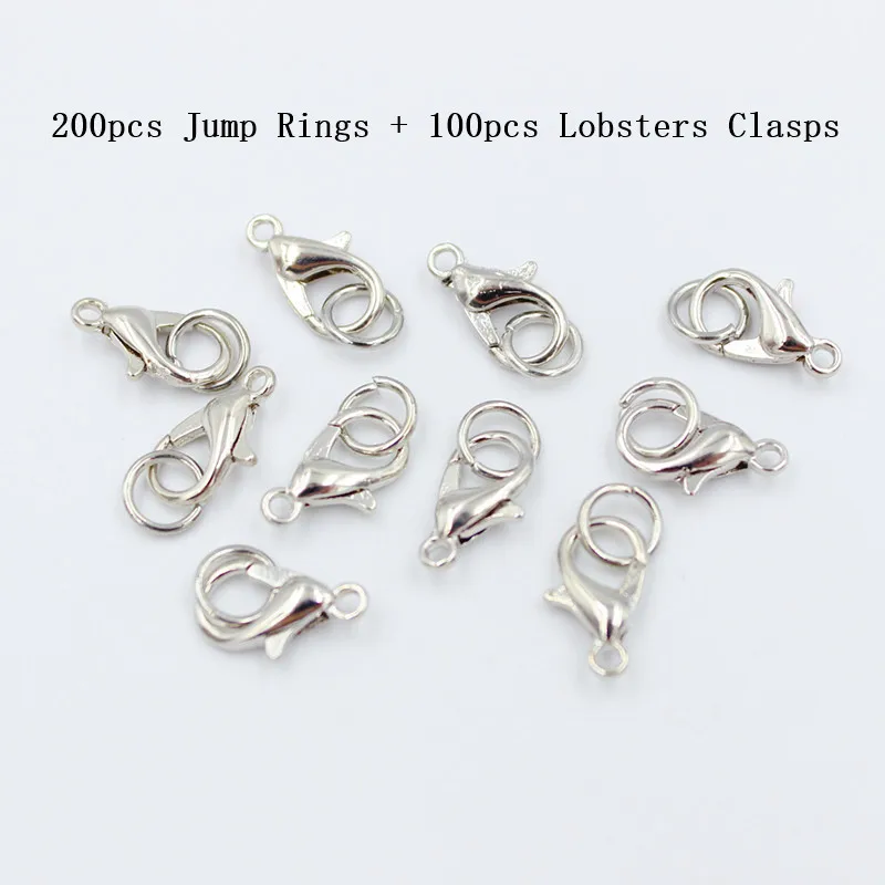 Переходные кольца 5/6/7 мм + 200 шт. 10/12/14 застежки-коннекторы для браслетов ожерелий