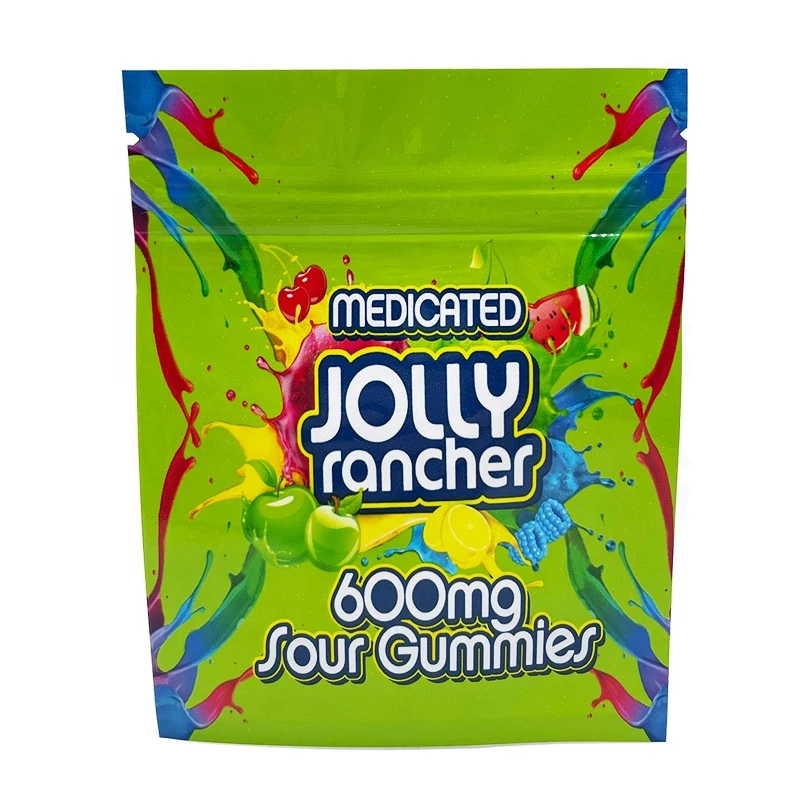 

2021 Newest Jolly Rancher 600mg Sours Gummies Bites Candy Mylar Bags Smell Proof Zipper Eidble Packaging Weed Bags In Stock