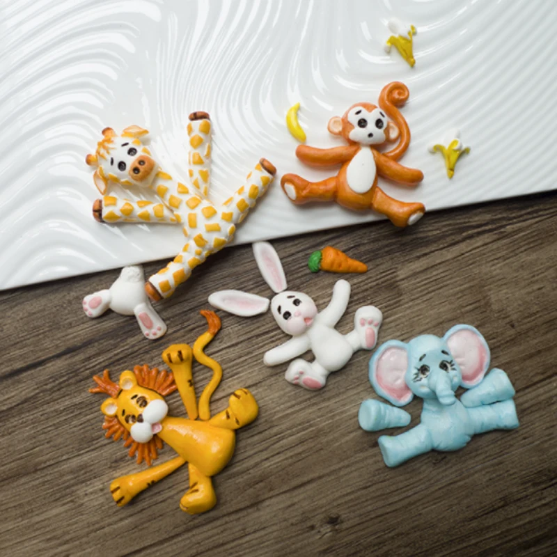 Форма в виде льва слона жирафа кролика обезьяны Цветочная фотоформа силиконовые