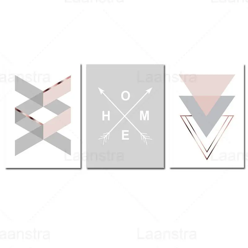 

Gray Pink Geometric Abstract Poster Home Arrow Wall Art Canvas Painting Picture Gallery Mural Poster and Print Living Room Decor