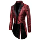 Мужской пиджак для вечерние, Длинный блейзер, мужское красное пальто с ласточкиным хвостом, костюм мага для сцены, брендовый мужской пиджак-смокинг