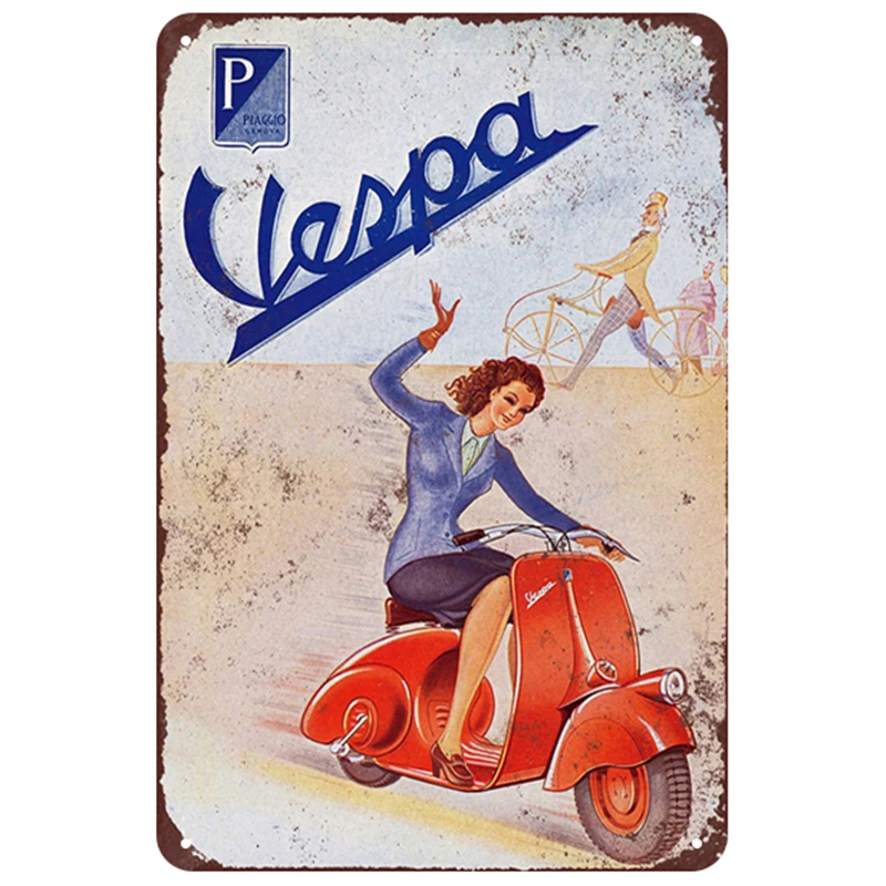 Vespa табличка металлическая винтажная жестяная вывеска Pin Up потертый шик Декор винтажные металлические знаки украшение бара металлический плакат для паба металлическая пластина - Цвет: 8