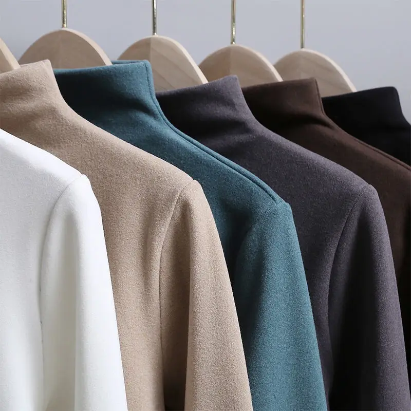 Женские футболки большого размера Женская осенне-зимняя Водолазка с длинным