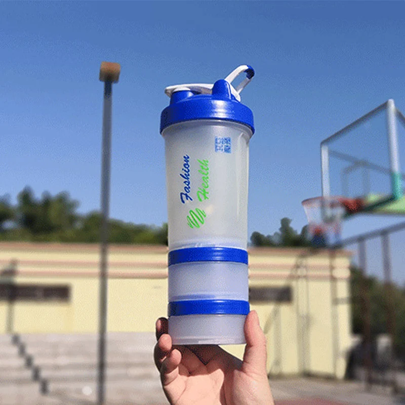 

3-слойный шейкер для протеина, трехслойная Герметичная Бутылка для хранения, миксер, Спортивная бутылка для воды THJ99