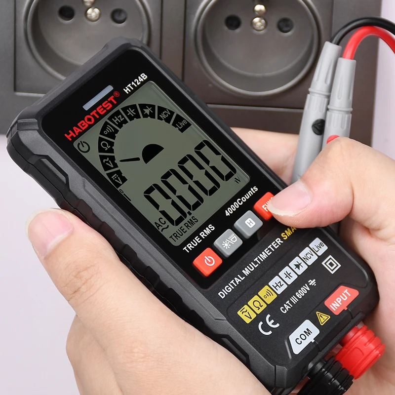 HT124B Smart Multimeter Digital True RMS NCV Voltage Meter 600V AC DC Hz Ohm Capacitor Diode Live Wire Tester HABOTEST | Инструменты