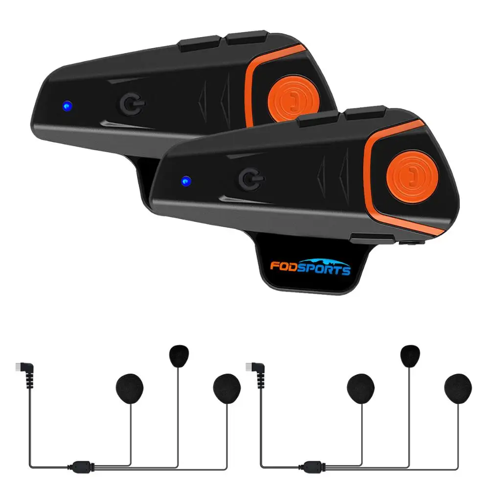 Fodsports BT-S2 Pro moto rcycle Интерком 1000 м Мото шлем гарнитура Водонепроницаемый IPX6 BT Interphone FM интерфейс тип-c
