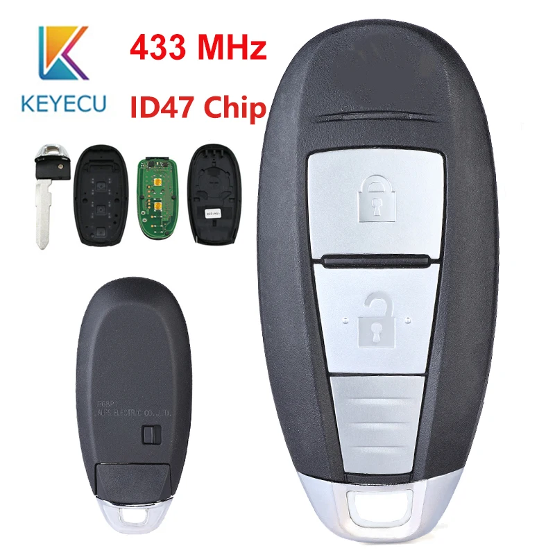 KEYECU OEM для Suzuki SWIFT SX4 VITARA 2010 2011 2012 2013 2014 15 2 кнопки 433 МГц ID47 чип умный БЕСКЛЮЧЕВОЙ
