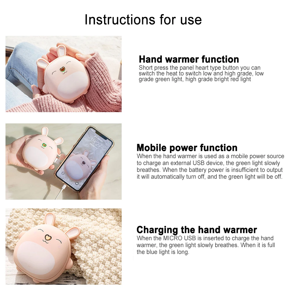 Портативный мини-обогреватель для рук на 6000 мАч перезаряжаемый внешний