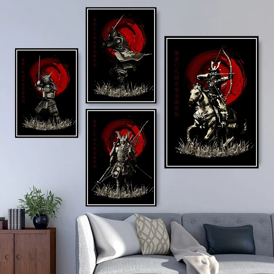 

Japanese Japan Samurai Bushido Modern Artist Nordic Poster Wall Art Canvas Painting Wall Pictures For Living Room Unframed